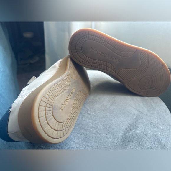 VERONICA BEARD Reagan Retro Velcro Sneakers Canvas Suede Sand/Eclipse Womens 7.5 - Picture 9 of 15